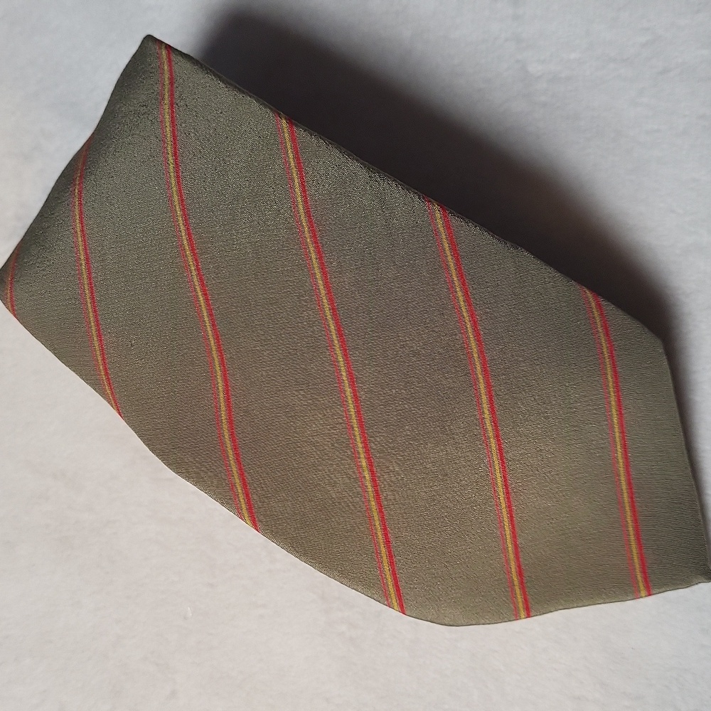 Lanvin Tie Olive Green With Red And Gold Stripes‎